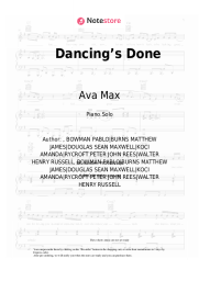 Sheet music, chords Ava Max - Dancing’s Done