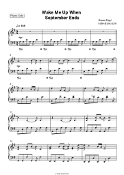 Sheet music, chords Green Day - Wake Me Up When September Ends