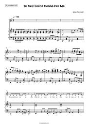 Sheet music, chords Alan Sorrenti - Tu Sei L'unica Donna Per Me