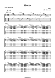 Sheet music, chords DDT (Yuri Shevchuk) - Дождь