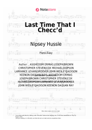 Sheet music, chords Nipsey Hussle, YG - Last Time That I Checc’d