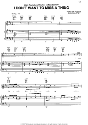 Sheet music, chords Aerosmith - I Don't Want To Miss A Thing