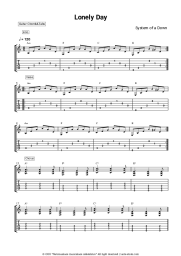 Sheet music, chords System of a down - Lonely day