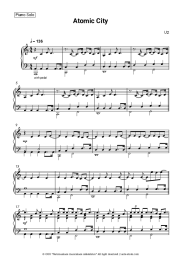 Sheet music, chords U2 - Atomic City