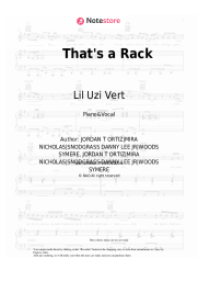 Sheet music, chords Lil Uzi Vert - That's a Rack