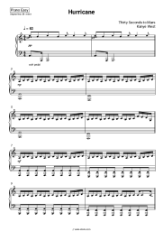 Sheet music, chords Thirty Seconds to Mars, Kanye West - Hurricane