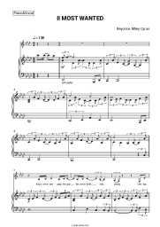 Sheet music, chords Beyonce, Miley Cyrus - II MOST WANTED