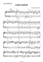 Sheet music, chords Beyonce, Miley Cyrus - II MOST WANTED