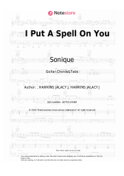 Sheet music, chords Sonique - I Put A Spell On You
