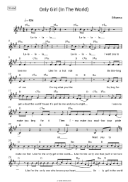 Sheet music, chords Rihanna - Only Girl (In the World)