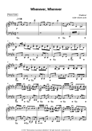 Sheet music, chords Shakira - Whenever, Wherever