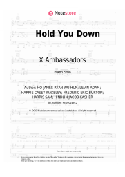 Sheet music, chords X Ambassadors - Hold You Down