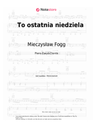 Sheet music, chords Mieczysław Fogg - To ostatnia niedziela