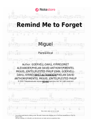 Sheet music, chords Miguel, Kygo - Remind Me to Forget