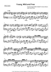 Sheet music, chords Snoop Dogg, Wiz Khalifa, Bruno Mars - Young, Wild & Free