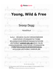 Sheet music, chords Snoop Dogg, Wiz Khalifa, Bruno Mars - Young, Wild & Free