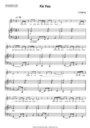 Sheet music, chords Coldplay - Fix You