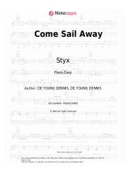 Sheet music, chords Styx - Come Sail Away