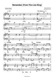 Sheet music, chords Hans Zimmer, Lebo M. - Remember (From The Lion King)