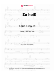 Sheet music, chords Farin Urlaub - Zu heiß