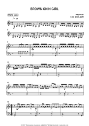 Sheet music, chords Beyonce, Blue Ivy Carter, SAINt JHN, Wizkid - BROWN SKIN GIRL