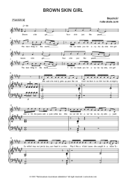 Sheet music, chords Beyonce, Blue Ivy Carter, SAINt JHN, Wizkid - BROWN SKIN GIRL