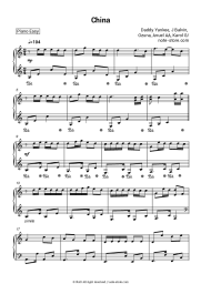 Sheet music, chords Daddy Yankee, J Balvin, Ozuna, Anuel AA, Karol G - China