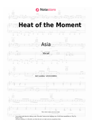 Sheet music, chords Asia - Heat of the Moment