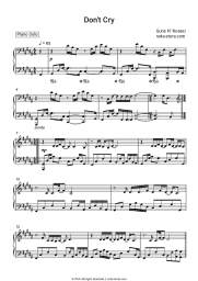 Sheet music, chords Guns N' Roses - Don't Cry