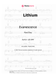 Sheet music, chords Evanescence - Lithium