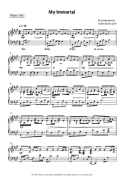 Sheet music, chords Evanescence - My immortal