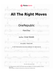 Sheet music, chords OneRepublic - All The Right Moves