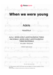 Sheet music, chords Adele - When we were young