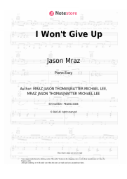 Sheet music, chords Jason Mraz - I Won't Give Up