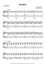 Sheet music, chords OneRepublic - Apologize