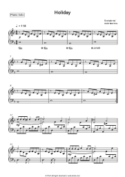 Sheet music, chords Scorpions - Holiday