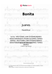 Sheet music, chords Juanes, Sebastian Yatra - Bonita