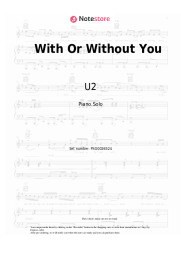 Sheet music, chords U2 - With Or Without You