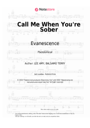Sheet music, chords Evanescence - Call Me When You're Sober