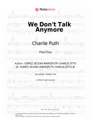 Sheet music, chords Charlie Puth, Selena Gomez - We Don't Talk Anymore
