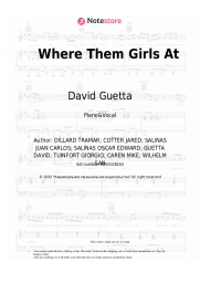 Sheet music, chords David Guetta, Flo Rida, Nicki Minaj - Where Them Girls At