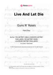 Sheet music, chords Guns N' Roses - Live And Let Die 