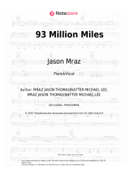 Sheet music, chords Jason Mraz - 93 Million Miles