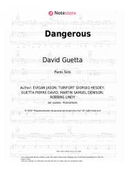 Sheet music, chords David Guetta, Sam Martin - Dangerous