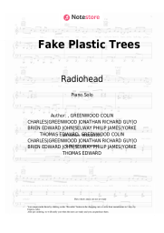 Sheet music, chords Radiohead - Fake Plastic Trees
