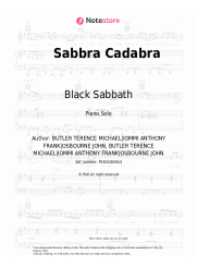 Sheet music, chords Black Sabbath - Sabbra Cadabra