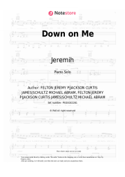 Sheet music, chords Jeremih, 50 Cent - Down on Me