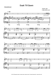 Sheet music, chords ZAYN, Sia - Dusk Till Dawn