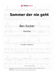 Sheet music, chords Ben Zucker - Sommer der nie geht