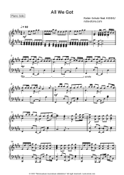 Sheet music, chords Robin Schulz, KIDDO - All We Got 